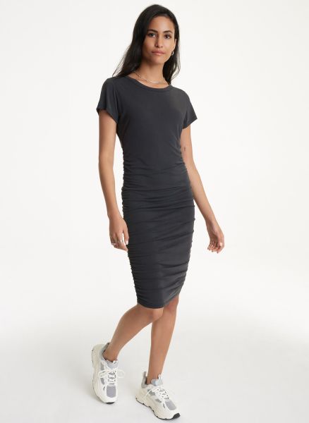 Women Black Short Sleeve Dress With Side Ruching Dresses & Jumpsuits Dkny
