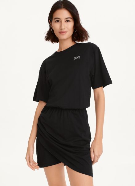 Women Black/Silver Rhinestone Logo T-Shirt Dress Dkny Dresses & Jumpsuits