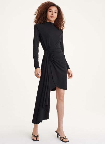 Long Sleeve Waterfall Dress Black Dkny Dresses & Jumpsuits Women