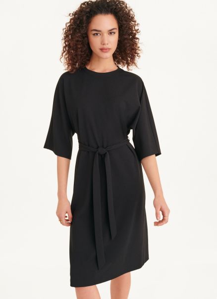 Black Dkny Short Sleeve Kimono Sleeve Dress Women Dresses & Jumpsuits