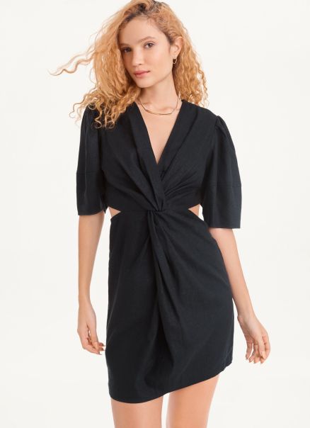 Dresses & Jumpsuits Side Cut Linen Mini Dress Dkny Black Women