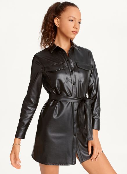 Women Faux Leather Dress Dresses & Jumpsuits Black Dkny