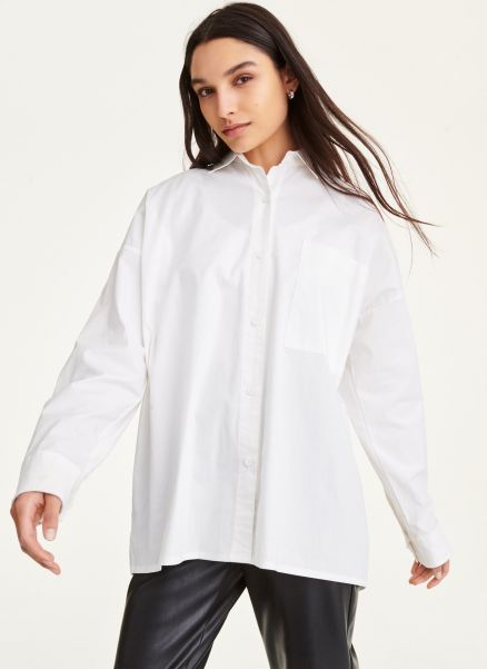 Women Oversized Shirt Dkny Tops White