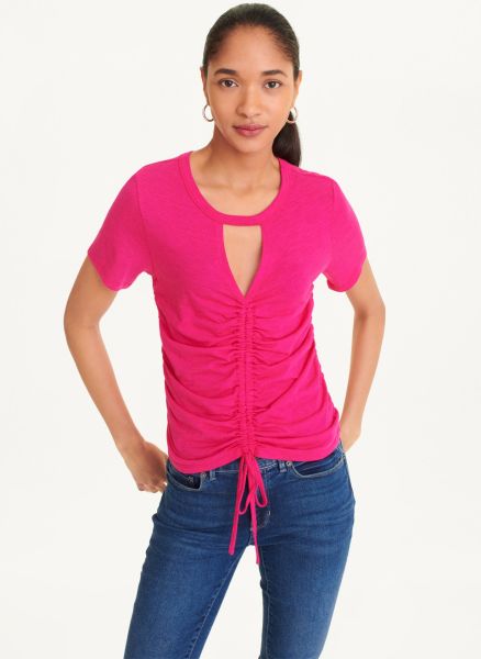 Dkny Amalfi Pink Tops Women Ruched Front Tee