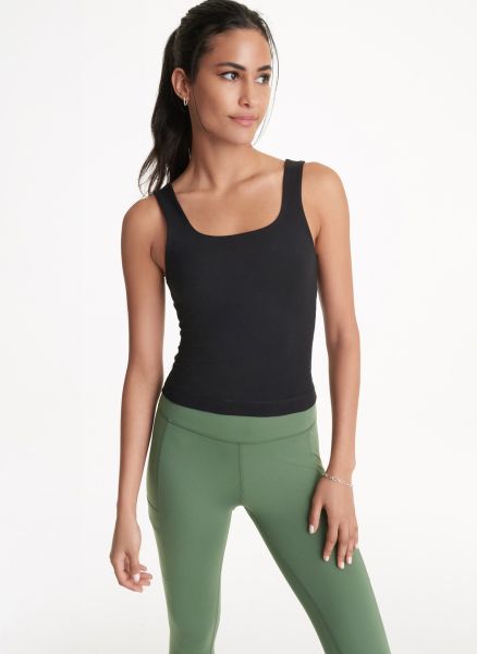 Balance Compression Tank With Built In Bra Dkny Women Black Tees & Tanks
