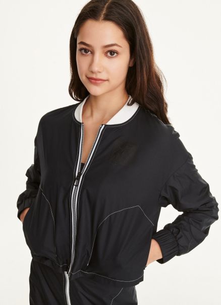 Black Jackets & Blazers Women Mini Rip-Stop Jacket With Jersey Lining Dkny