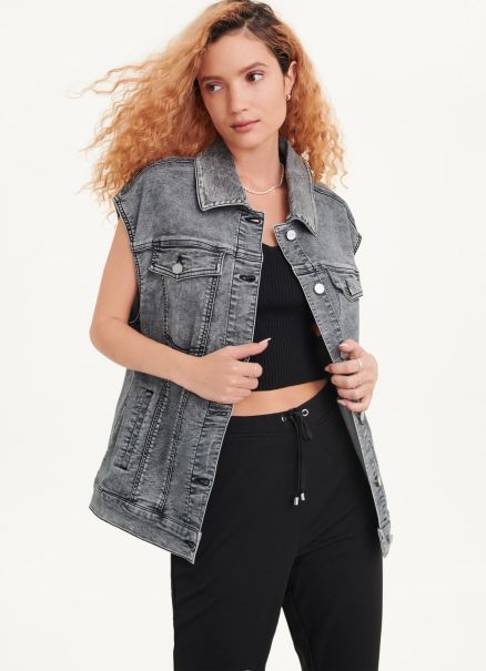 Jackets & Blazers Dkny Oversized Denim Vest Black Women