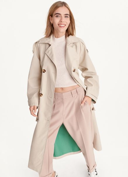 Dkny Women Tan Oversized Trench With Inner Details Jackets & Blazers