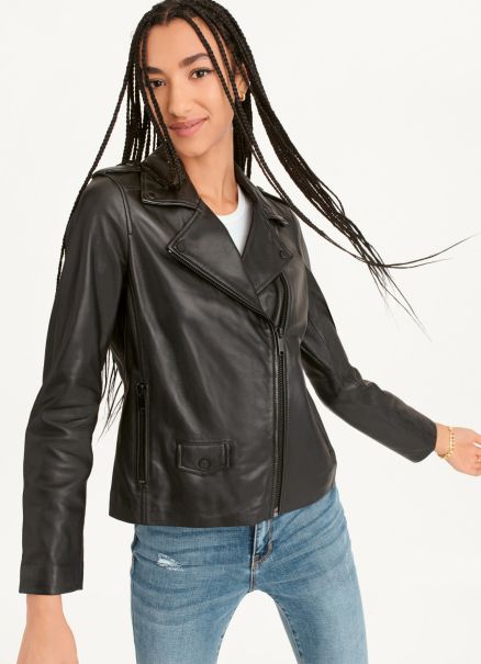 Dkny Jackets & Blazers Black Cropped Leather Jacket Women