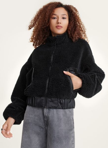 Dkny Black Women Jacket With Satin Details Outerwear