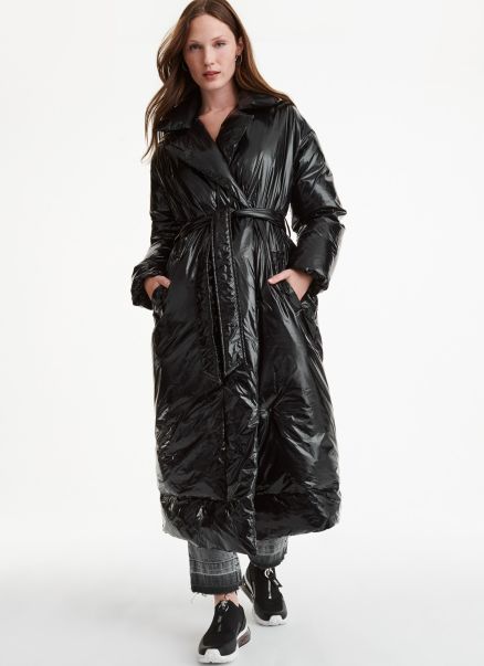 Outerwear Dkny Puffy Trench Coat Black Women