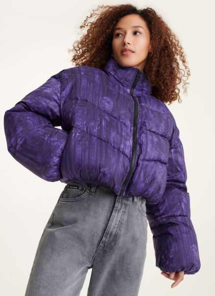 Outerwear Long Sleeve Puffer Dkny Women Purple