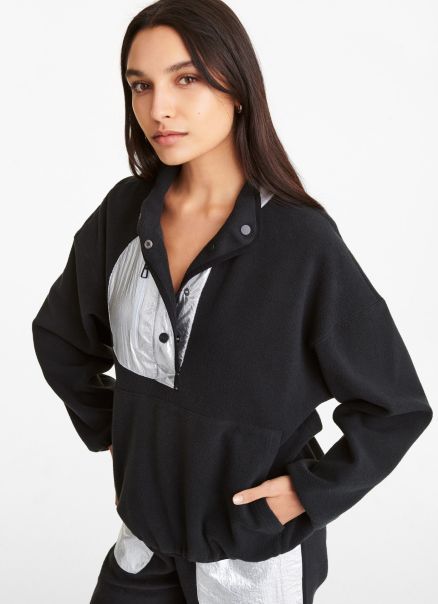 Reversible Fleece Popover Dkny Sweaters & Sweatshirts Black Women