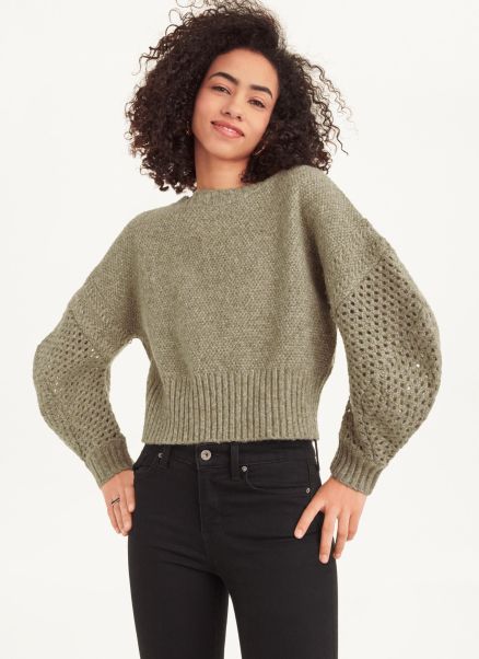 Sweaters & Sweatshirts Pebble Heather Long Sleeve Mix Stitch Crew Neck Sweater Dkny Women