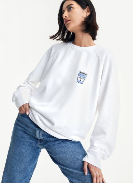 Sweaters & Sweatshirts Dkny White Noun New York Illustrated Sweatshirt Women