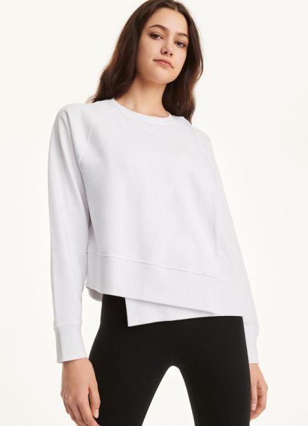 Women Sweaters & Sweatshirts Black Cotton Jersey Asymmetrical Sweater Dkny