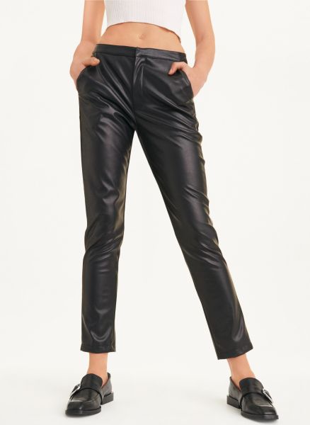 Women Dkny Jeans & Pants Slim Faux Leather Trouser Black