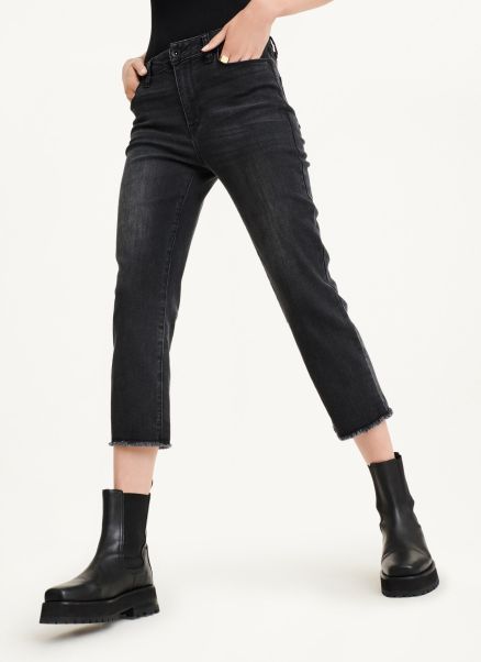 Foundation Slim Stright Crop With Raw Hem Women Grey Jeans & Pants Dkny