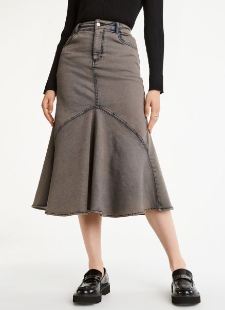 Taupe Fluted Skirt Dkny Women Skirts & Shorts