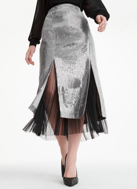 Women Sequin Midi Skirt With Tulle Black Dkny Skirts & Shorts