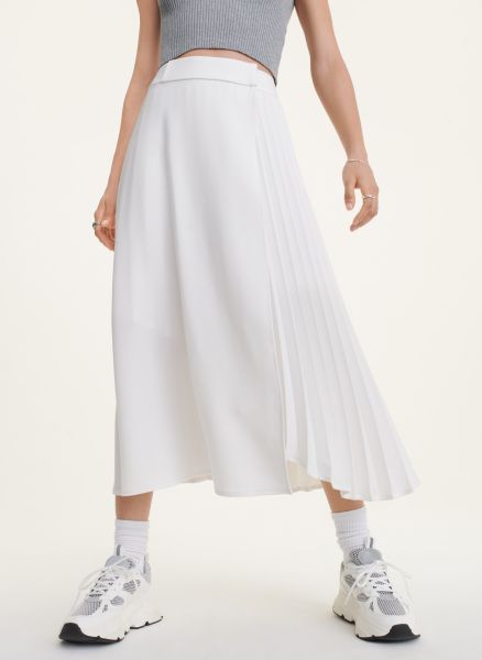 Women Dkny Skirts & Shorts Pleated Wrap Midi Skirt Ivory
