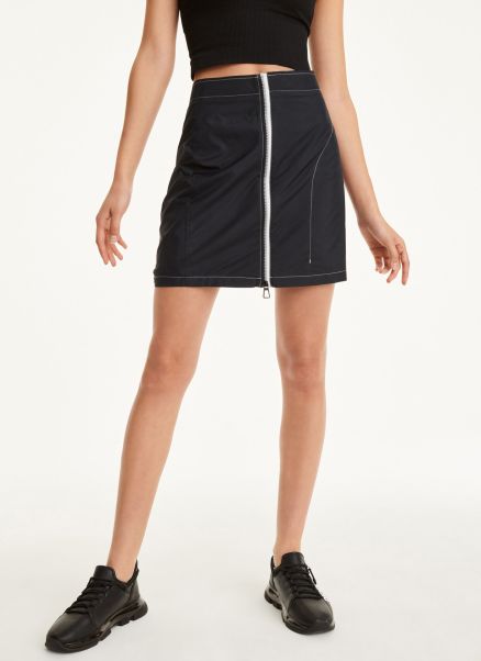 Skirts & Shorts Black Mini Rip-Stop Skirt With Jersey Lining Women Dkny