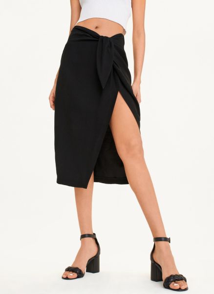 Women Tie Front Midi Skirt Black Dkny Skirts & Shorts