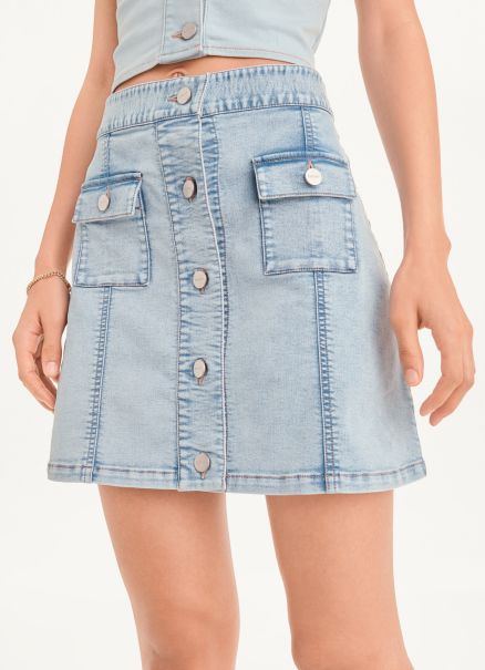 Women Button Mini Skirt Light Wash Dkny Skirts & Shorts