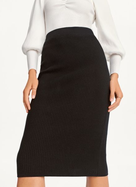Black/Black Ribbed Pencil Skirt Dkny Skirts & Shorts Women