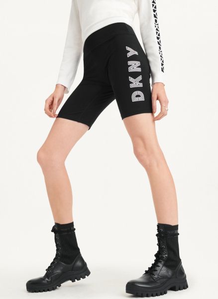 Dkny Women High Waist Track Logo Bike Short Skirts & Shorts Silver