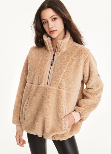 Jackets & Outerwear Women Roebling Fleece Funnel Neck Pullover Sand Dkny
