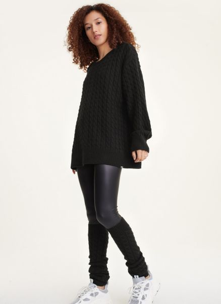 Cozy Cable Knit Sweater And Leg Warmers Dkny Women Tops Black