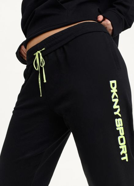 Dkny Black Bottoms Layered Shadow Logo High Rise Relaxed Jogger Women