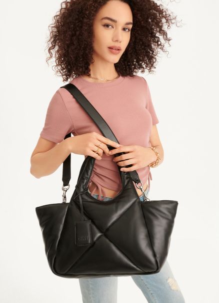 Black Dkny Women Totes The Medium Quilt Effortless Tote