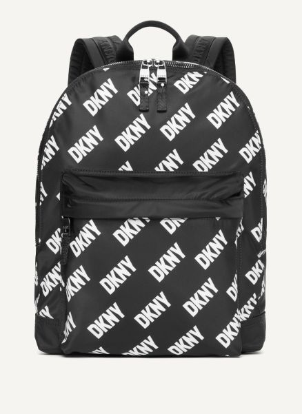 Dkny Black/White All Over Logo Backpack Backpacks Women