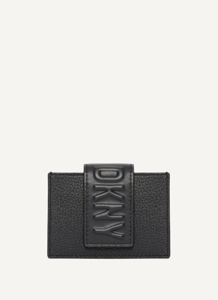 Women Dkny Uptown Leather Card Case Wallets & Leather Goods Black
