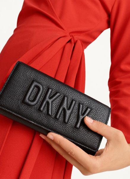 Dkny Wallets & Leather Goods Continental Wallet Raised Logo Black Women