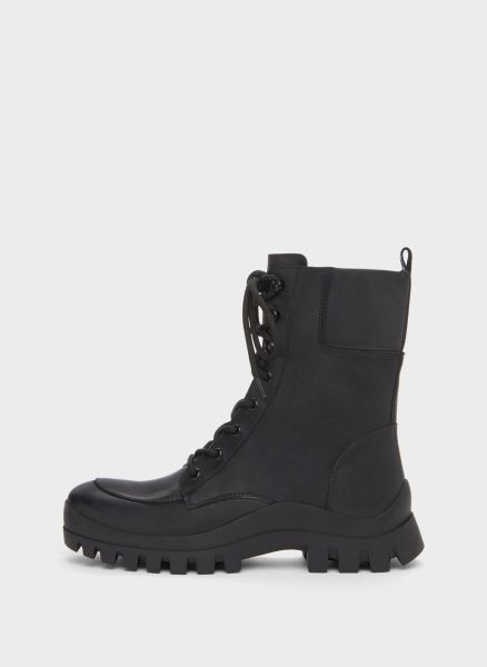 Women Dkny Boots & Booties Black Lug Sole Combat Boot