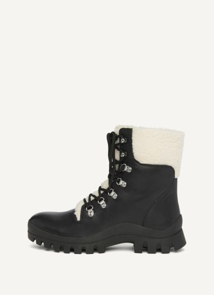 Black/White Dkny Women Boots & Booties Shearling Ski Boot