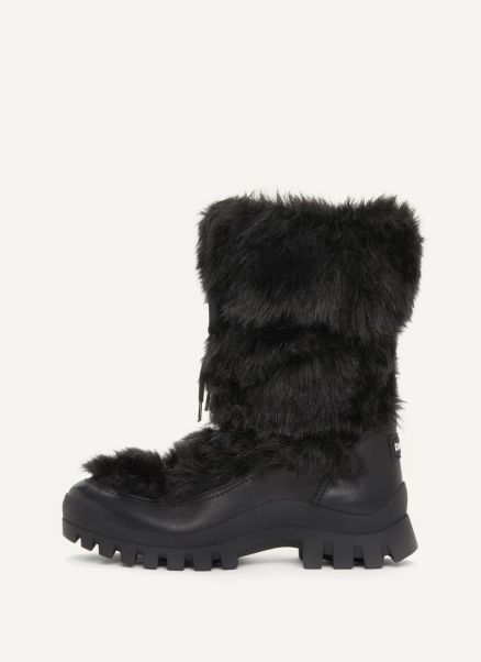 Black Boots & Booties Faux Fur Lug Sole Boot Women Dkny