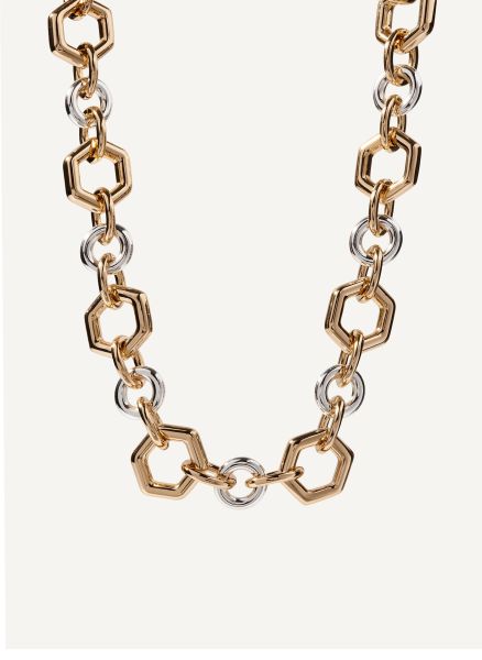 Women Jewelry Two Tone Dkny Chunky Chain Necklace