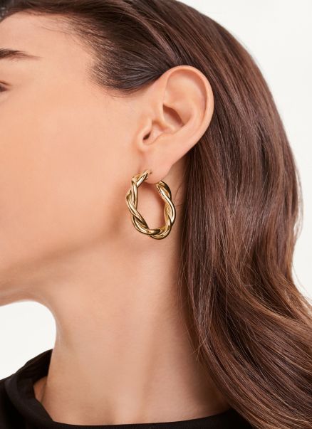 Gold Jewelry Dkny Chunky Twist Hoop Earrings Women
