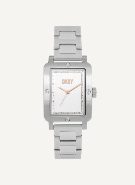 Silver Dkny Rectangle Platform Bracelet Watches Women