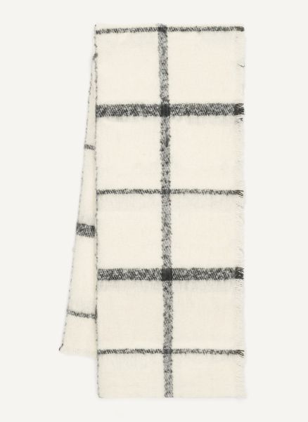 Cold Weather Dkny Women Charcoal Windowpane Check Plant Scarf