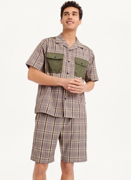 Shirts Plaid/Solid Mixed Short Sleeve Knit Dkny Olive Men