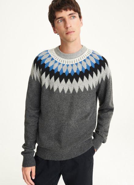 Nordic Yoke Sweater Dkny Sweaters & Sweatshirts Hthr Grey Men