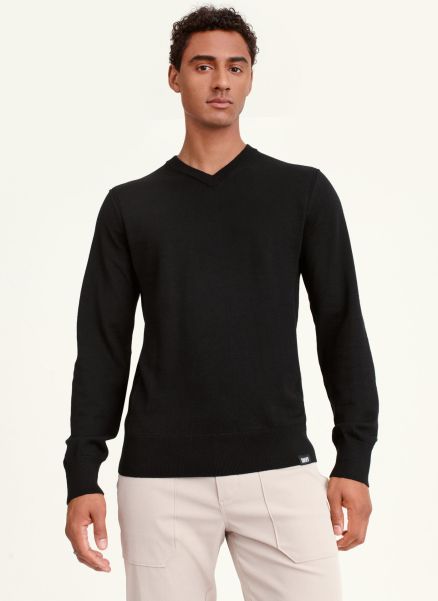 Men Black Basic V Neck Sweater Sweaters & Sweatshirts Dkny