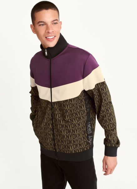 Colorblock Logo Track Jacket Men Sweaters & Sweatshirts Dkny Purple
