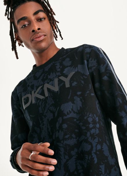 Indigo Sweaters & Sweatshirts Men Dkny Tropical Print French Terry Crewneck