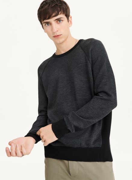 Sweaters & Sweatshirts Birdseye Raglan Sleeve Sweater Men Black Dkny